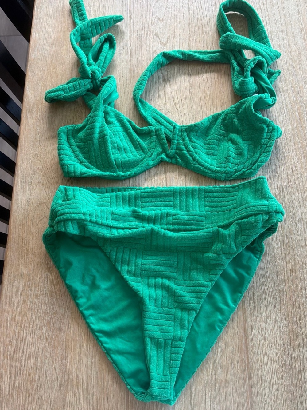 Beach Riot Emerald Green Ribbed Two-Piece Bikini